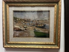 Dipinto Ad Olio “BARCHE IN