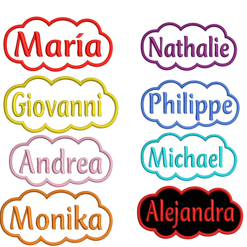 Toppe patch con nome ricamato