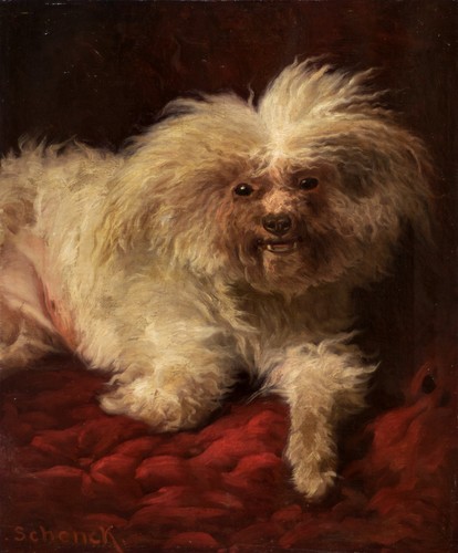 Dipinto antico xix sec cane - dipinto,