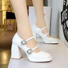 Decolte Scarpe 9 cm Bianco Cinturino Eleganti Lucido Pelle Sintetica 31069