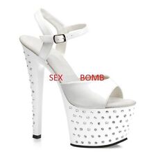 SEXY sandali BIANCHI plateau STRASS tacco spillo 18 dal 35 al 41 fashion GLAMOUR