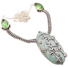 Amazonite Gemma Placcato Argento Handmade Gioielli Collana Regalo 28 G N-1037