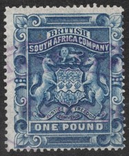 SG10 SN:RH #16 1892 1 ₤ Stemma Compagnia Britannica Sudafrica 1892-1895
