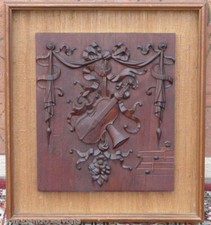 Pannello legno massello intagliato strumenti musicali, musica decoro