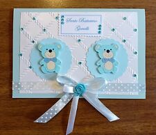 ? Battesimo Gemelli Maschi Biglietto Auguri Con Busta 