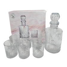 7PC 1.2L DECANTER SET WHISKY SHERRY LIQUOR 275ML 6 GLASSES DRINKS BRANDY GLASS