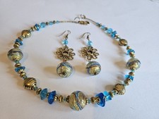 Completo Collana Girocollo  di murano con orechini Vintage, Made in Italy.