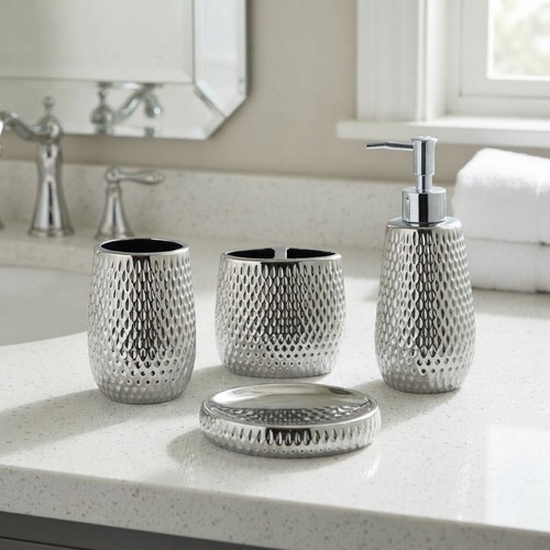 Set accessori bagno argento - , 4