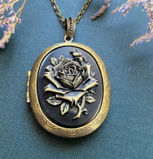 COLLANA-PORTAFOTO '20s PASTA ONICE E D'AVORIO,CM.60, CIONDOLO CM.6x4 ORO GIALLO!