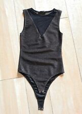 Body Top Maglia Lurex Glitter with Cut Out Sparkly Sottogiacca Top Elegante Nero