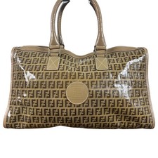 Borsa Fendi Zucchino Monogram Tote Bag Marrone Beige PVC Bordo Pelle Autentica Vintageo
