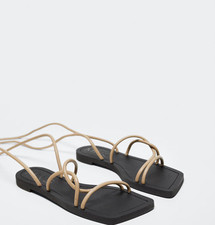 Sandali in pelle beige mango