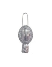 NAPPINA METALLICA ARGENTATA CON CROCE PER CAPPELLO ALPINO