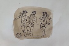 SALVO LOMBARDO -ORIGINALE Autenticato China Fondo Caffè Carta Chagall 35x25 