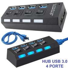 HUB 4 PORTE USB 3.0 PC SPLITTER MULTIPORTA CIABATTA MULTIPRESA ADATTATORE