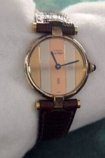 Orologio Must de Cartier Paris 925 Quarzo Argento Placca Org 20M Tricolore Lucertola