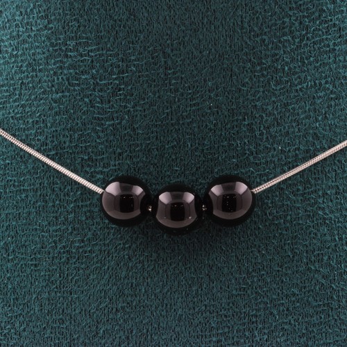 Collana perle agata - nero, 8