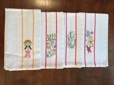 N° 4  ASCIUGAPIATTI - CANOVACCI CUCINA - RICAMO A MANO PUNTO CROCE ORLO A GIORNO