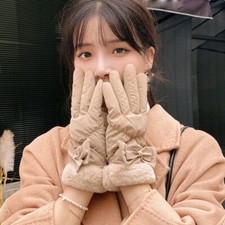 Donna Caldo Inverno Guanti Pelliccia Finta Bordo Cinque Dita Touch Screen per