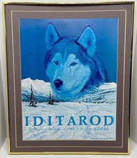Vintage 1985 Iditarod Jon Van Zyle firmato edizione limitata cane slitta omaggio arte Alaskan
