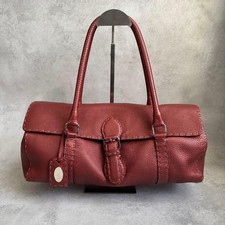 Borsa a mano FENDI Tote Purse Selleria in pelle rossa bordeaux autentica
