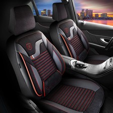 Coprisedili adatti per Ford Fiesta in Alcantara nero-rosso con tasca posteriore