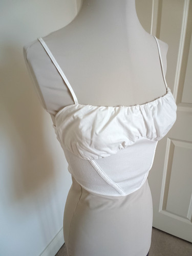 Top zara bianco elasticizzato - top,