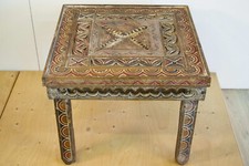 tavolino antico tuareg touareg in legno di cedro massello inciso tm100