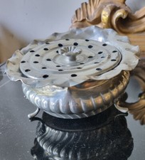 antica, graziosa fioriera centrotavola in peltro con marchio