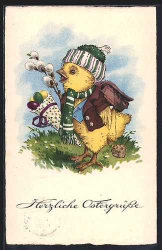 Cartolina pulcini pasqua - di,