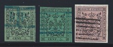1852 MODENA, n. 7/9a usato, firma Giulio Bolaffi, OTTIMI MARGINI