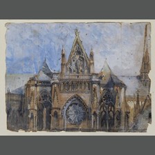John Ruskin Disegno Acquerello XIX Secolo
