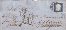 1859 Governo Provvisorio, Toscana e Lombardia lettera da Livorno a Bergamo risp