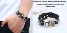 BRACCIALE HARLEY DAVIDSON TESCHIO LOGO IN ACCIAIO CINTURINO REGOLABILE BRACCIALI