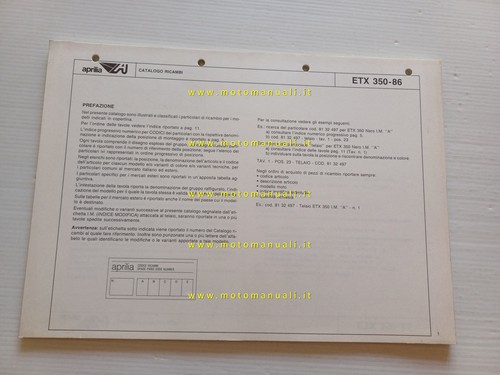 Aprilia etx 350 1986 catalogo - etx,