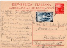 Cartolina postale DOMANDA da 20 lire da Venezia 8/9/1952 RARA