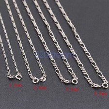 Collana in vero argento sterling 925 1,5-3,0 mm catena cordino Figaro 7-30" timbro Italia