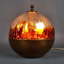 Lampada Da Tavolo Sfera Vetro Murano Design Mazzega E Ottone Modernariato 1970