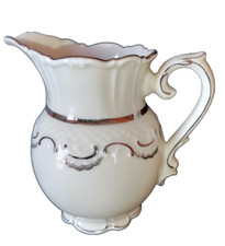 LATTIERA IN PORCELLANA BAVARIA SCHUMANN CREMA RIFINITURE ARGENTO VINTAGE 11 cm