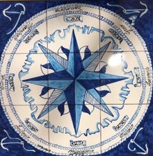 Pannello Decorato A Mano 60x60 Rosa Dei Venti Piastrelle ceramica Vietri