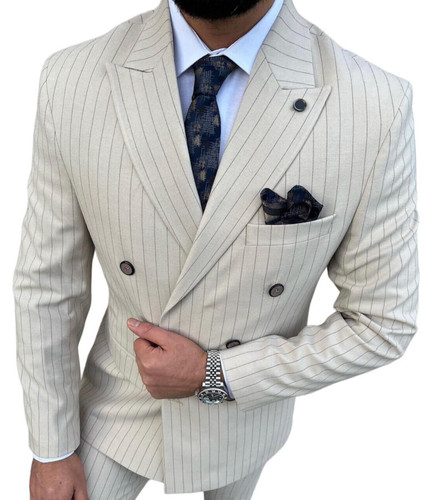 Abito uomo beige righe - da,