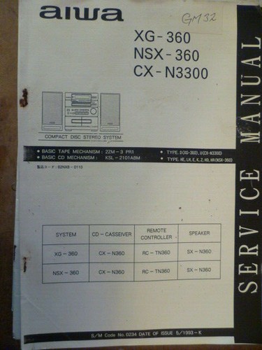 Aiwa 360 nsx - nsx-360, cx-n3300