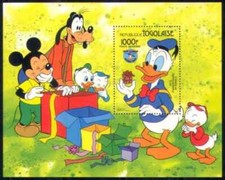 Togo 1986 Walt Disney Paperino Topolino Pippo Regali Cartoni Animati Animazione