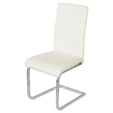 Sedia da pranzo moderna a sbalzo Brescia bianca struttura cromata