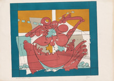 Renato VOLPINI (1934-2017) LITOGRAFIA Opera GRAFICA cm 50 x 70 COMPOSIZIONE rara