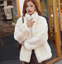 Parka corto donna invernale spesso collo finto rex pelliccia di coniglio giacche cappotti