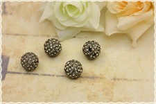 4pz perle  strass cristallo base in cernit colore grigio rhinestone crystal 