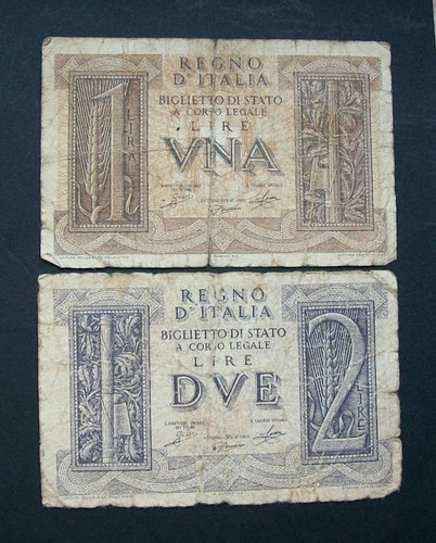 Coppia banconote 1 lira - coppia, di