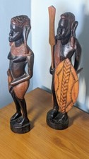 AFRICA Pair Carved Ebony Wood