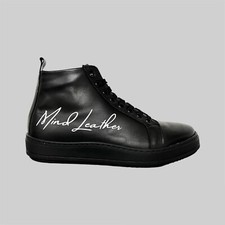Sneakers ML Stivaletto Made in Italy Handmade Pelle Nero Signature Scritta